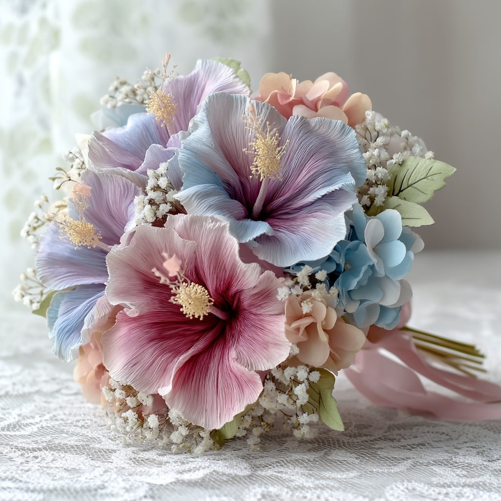 10 Hibiscus Bouquet Ideas to Brighten Any Space 6 Romantic Pastel Mix