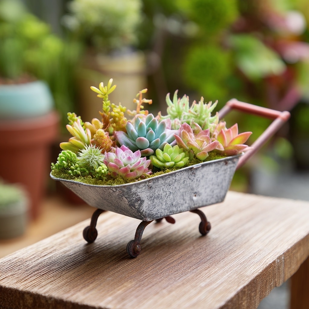 Tabletop Wheelbarrow Planter for Small Spaces