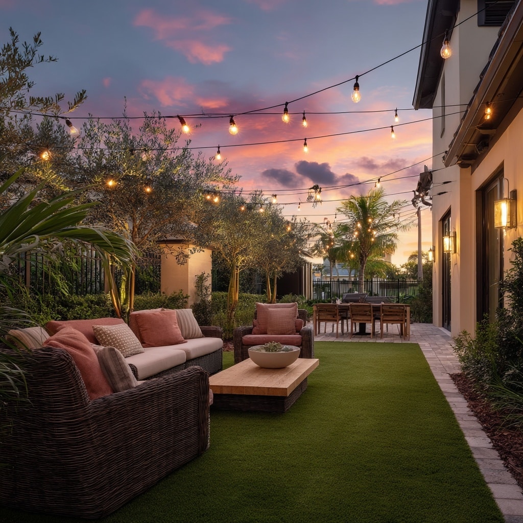 Artificial Turf Backyard Ideas for Florida Homes 6 . Create a Relaxing, Low-Maintenance Lounge Area