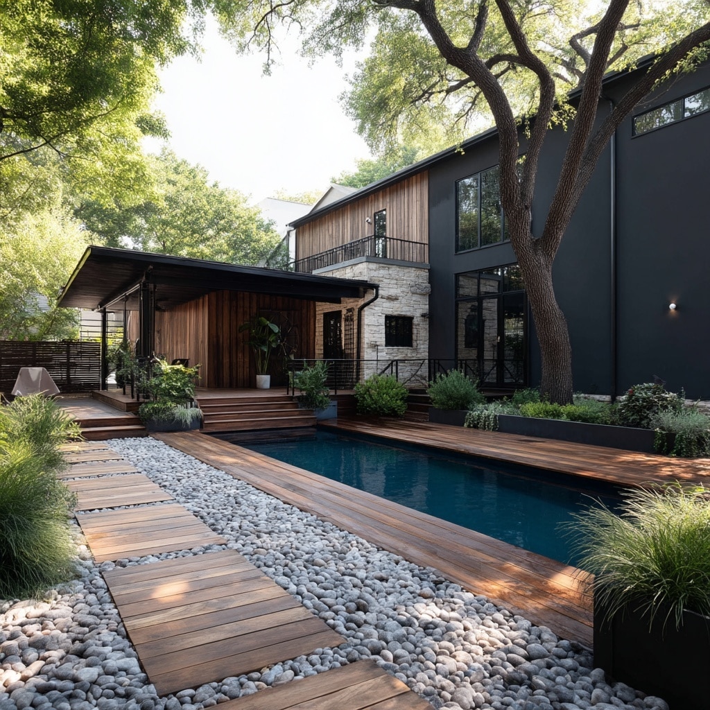Modern Backyard Pool Landscaping Ideas 6 Incorporate Natural Materials