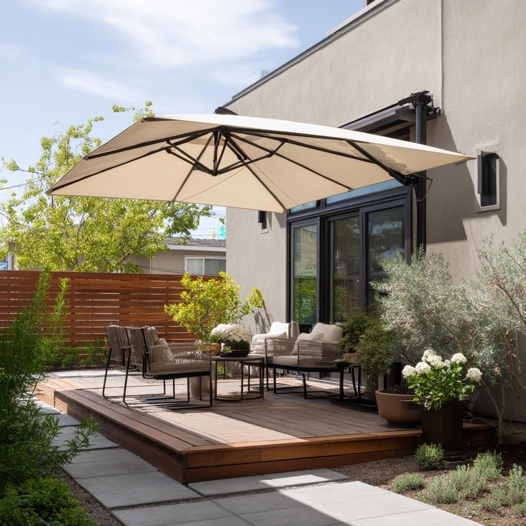 Backyard Landscaping Designs: 11 Ideas to Transform Your Yard 7 Add Shade with Awnings and Umbrellas