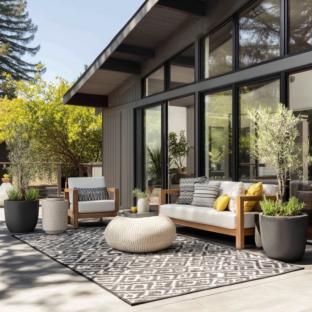 Anchor the Space with a Large Outdoor Rug