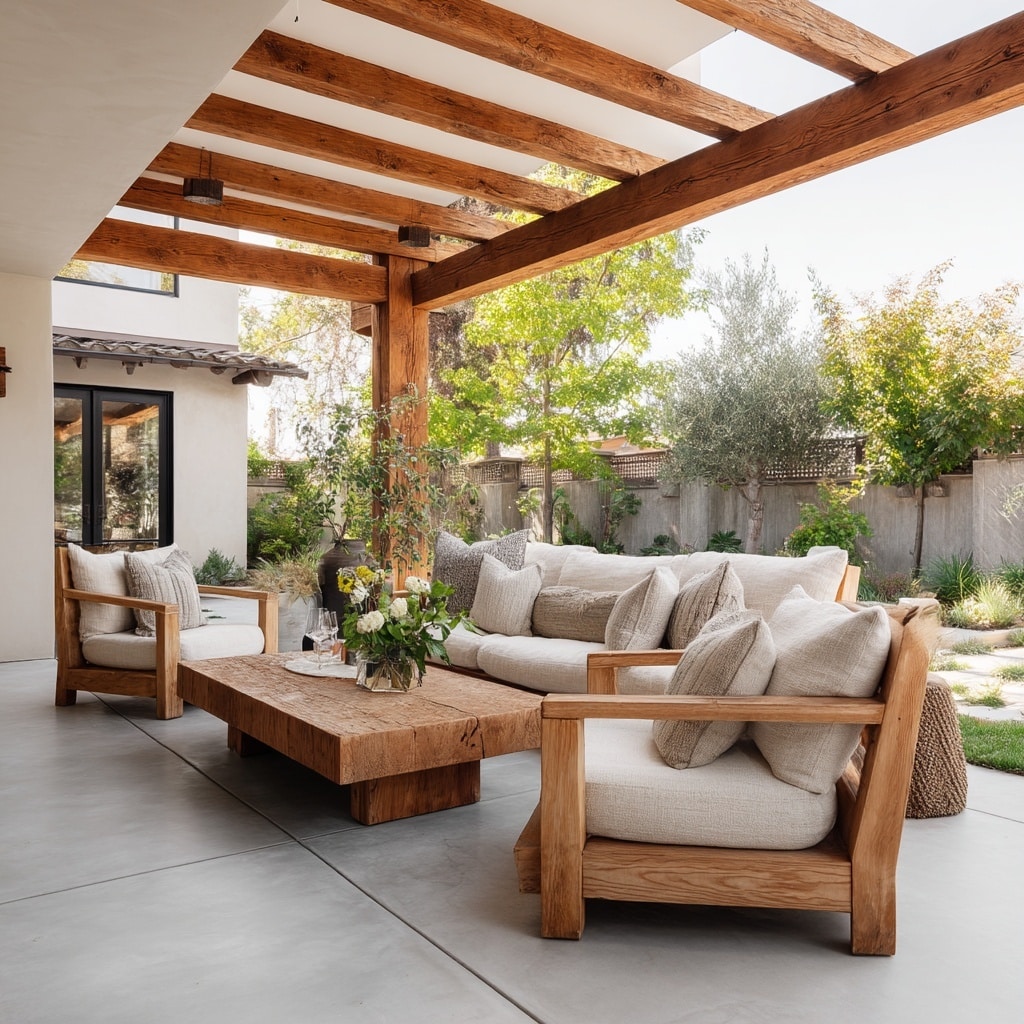  Elevate Your Space with Polished Cement and Wood Accents