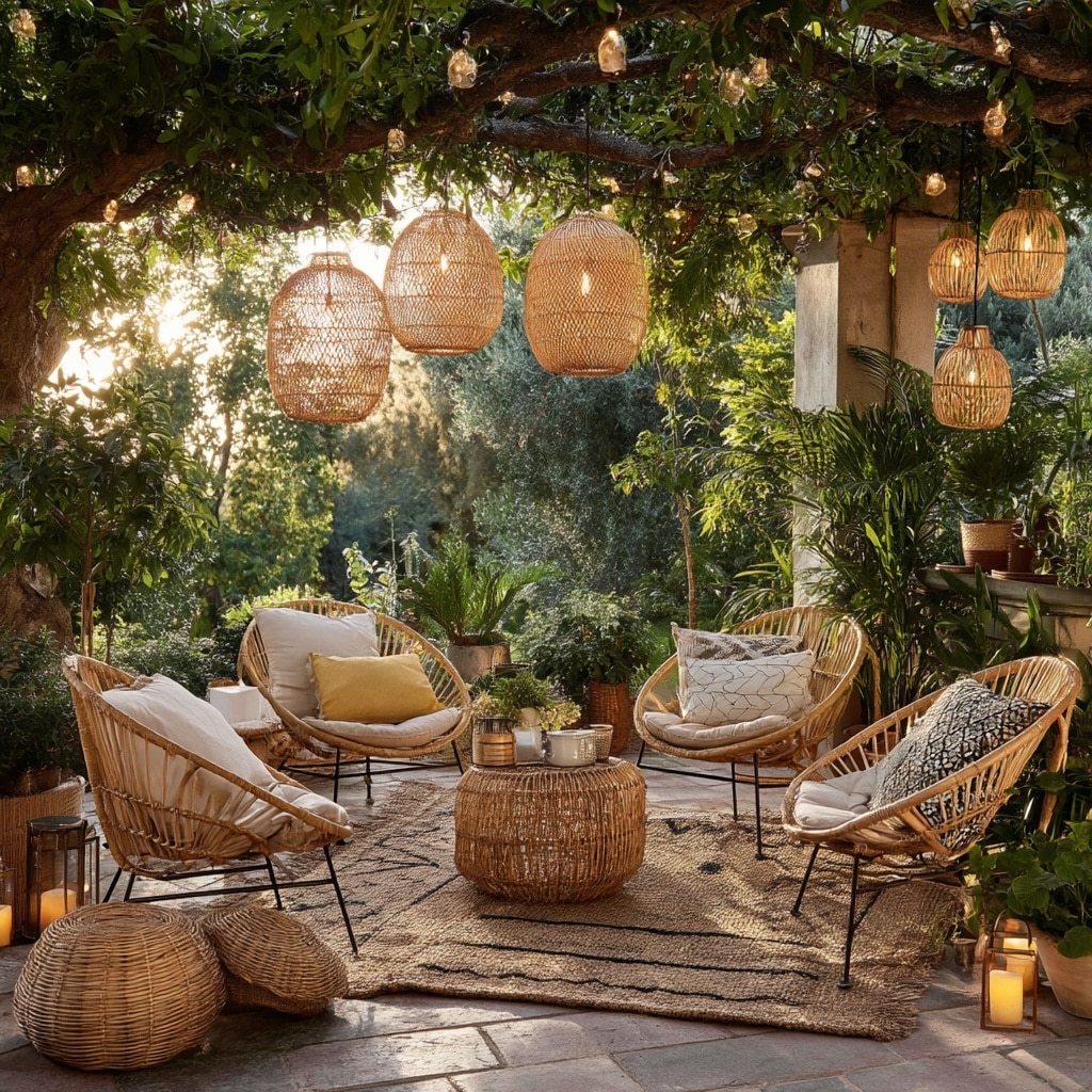12 Outdoor Ideas for a Cozy Backyard Setup 7 Embrace Natural Woven Textures