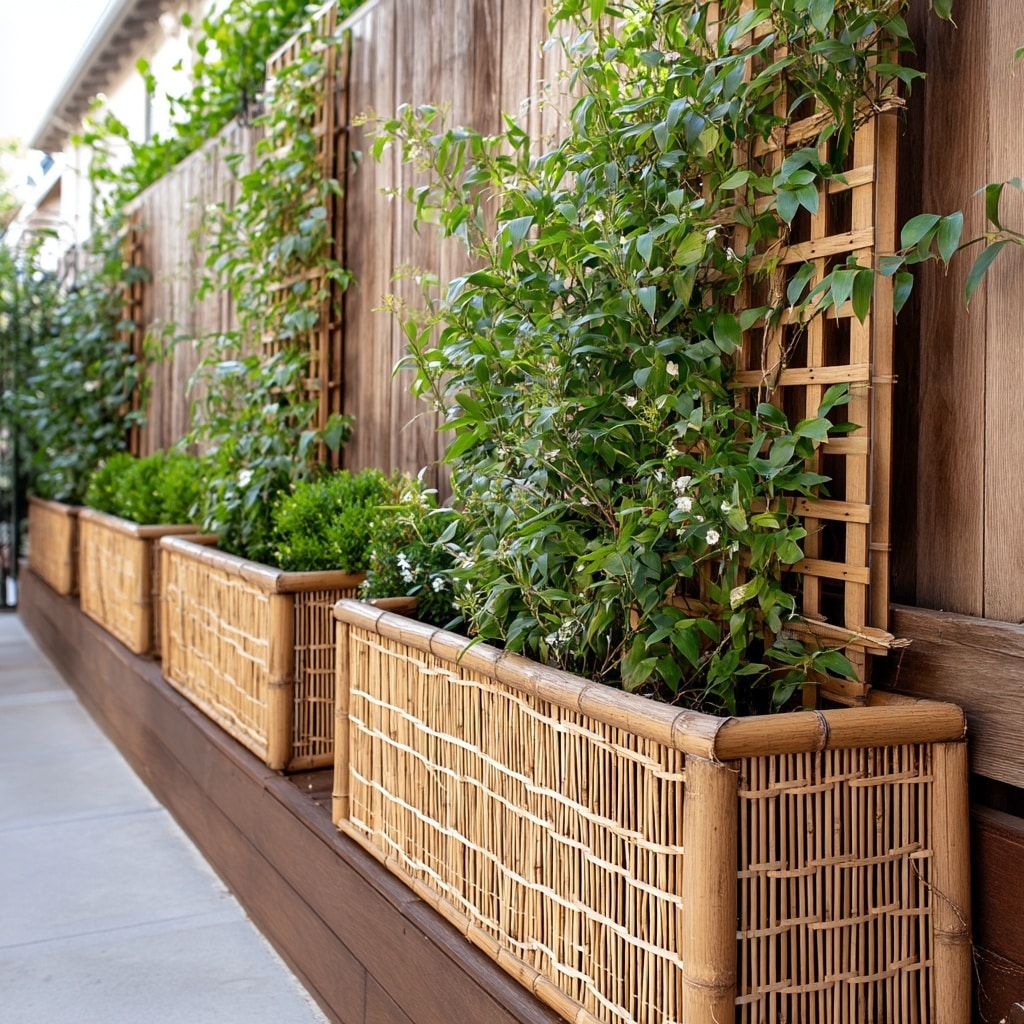 12 DIY Planter Boxes You Can Build in One Day 10 . Bamboo Planter Box with Trellis
