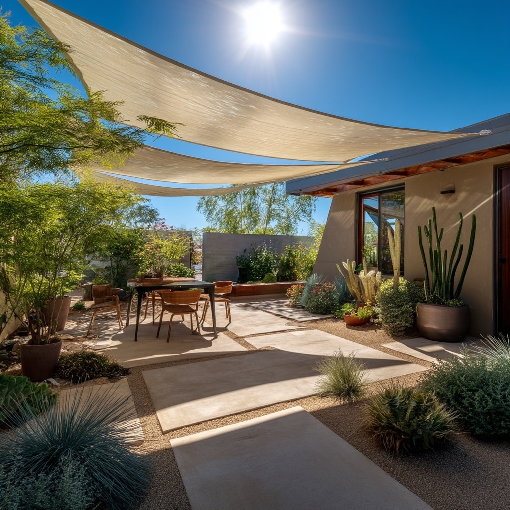 10 Budget-Friendly Arizona Backyard Ideas That Work 8 Install a Shade Sail for Instant Relief from the Sun