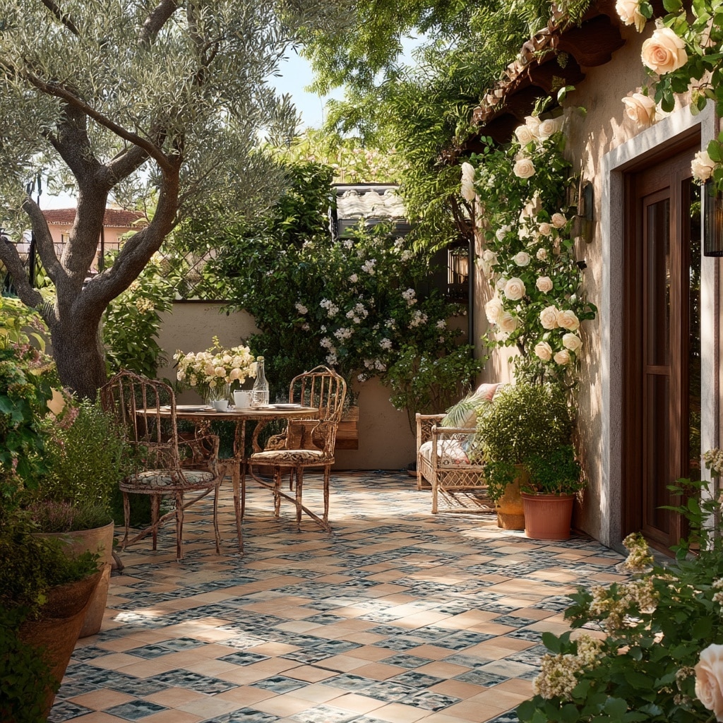 10+ Grassless Backyard Ideas That Are Low Maintenance 8 Tiled Patios with a Bit of European Flair
